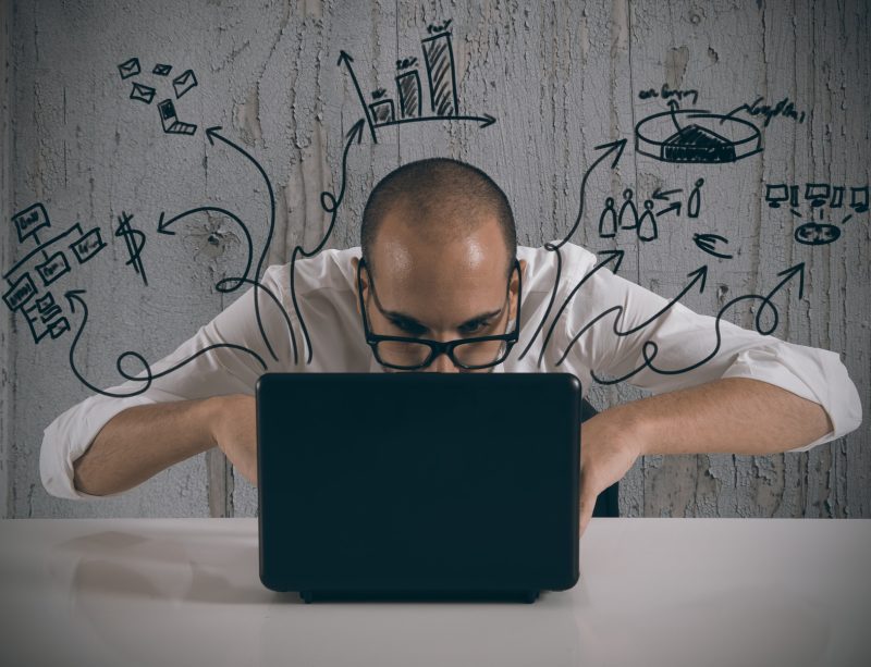 Businessman working with laptop on new projects